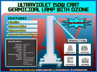 UVC GERMICIDAL 150W LAMP CART WITH OZONE