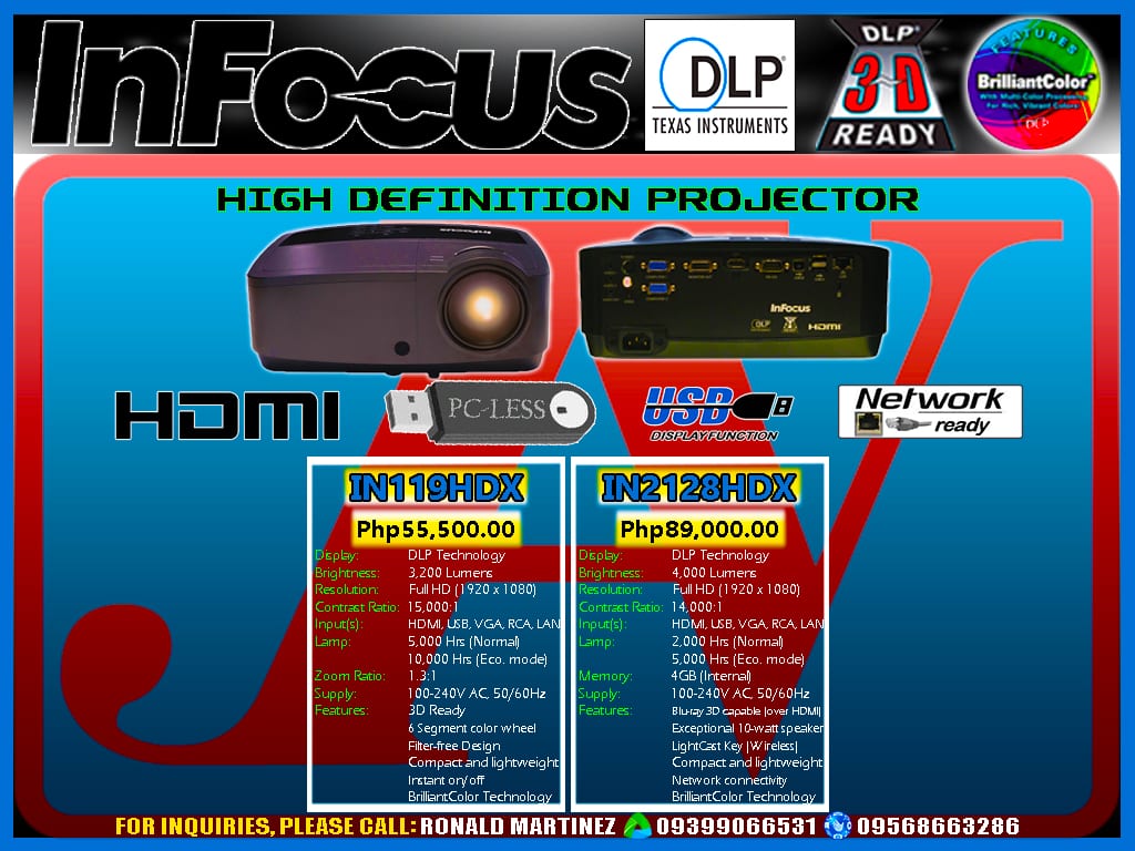 InFocus IN119HDX IN2128HDX 3200 4000 Lumens Full H