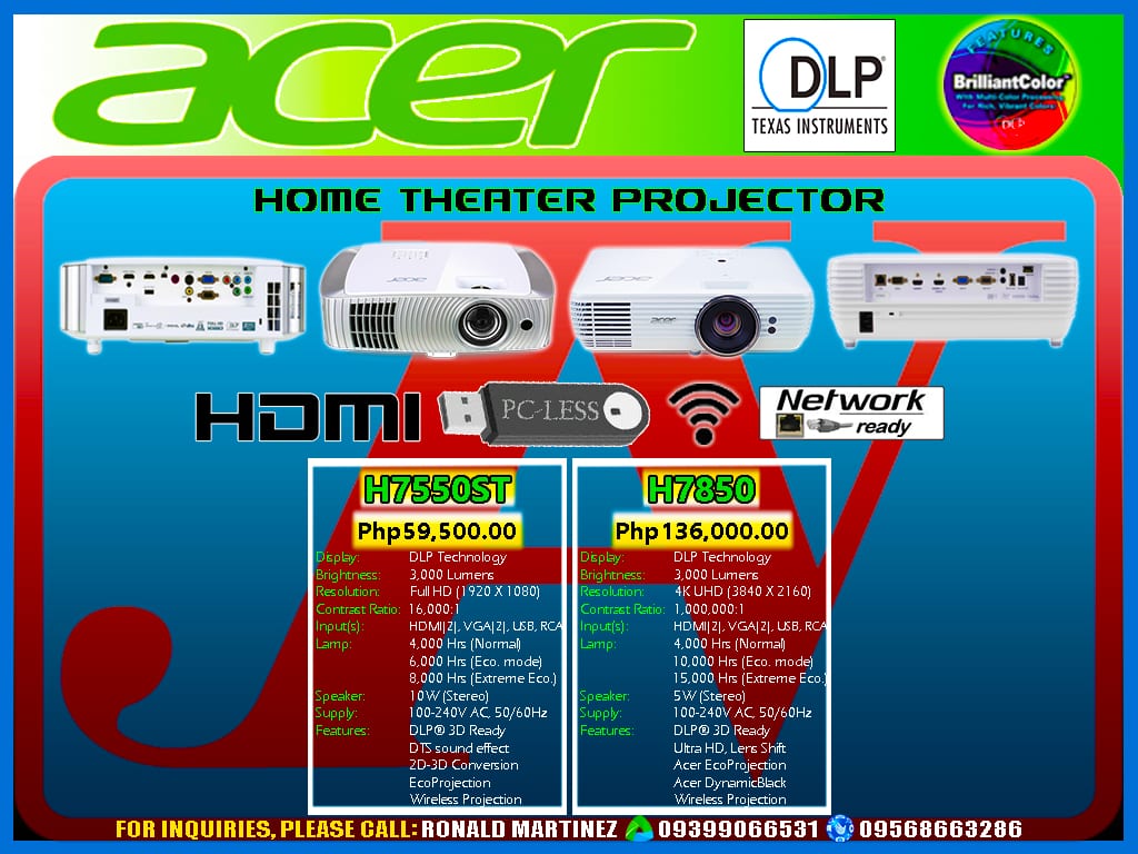 Projector ACER H7550ST 3000 Lumens Full HD DLP Hom
