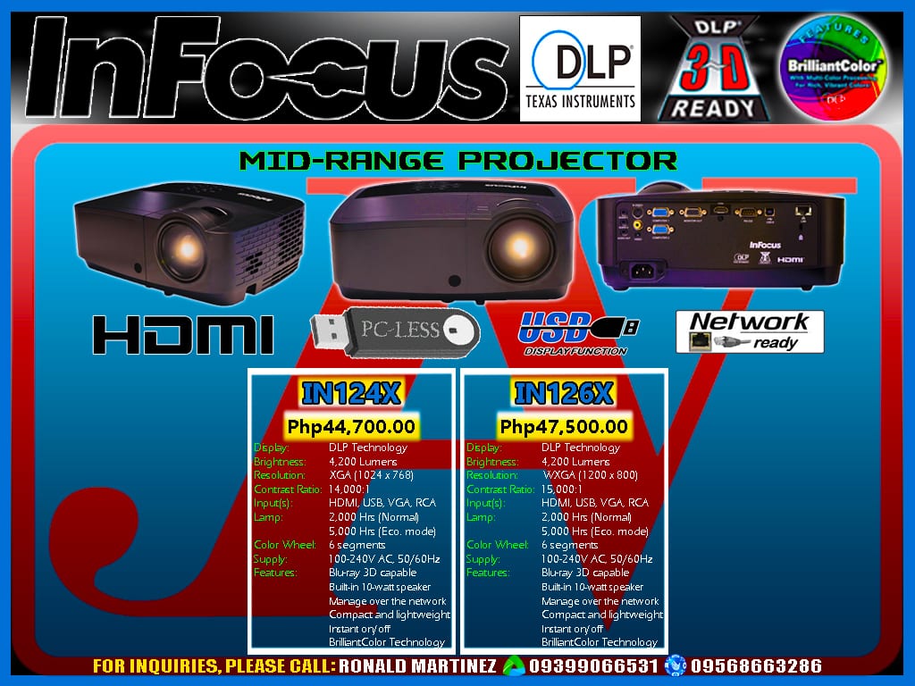 InFocus IN124X IN126X 4200 Lumens HD Ready DLP Pro