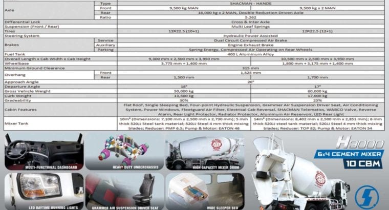 Shacman H3000 8×4 Cement Mixer Truck 12 wheeler SX