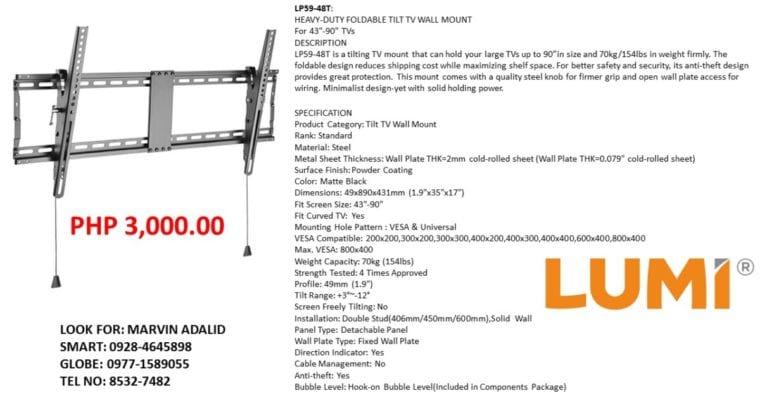 Lumi TV Bracket and Mount Ceiling Bracket Projecto