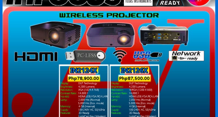 InFocus IN2124X IN2126X 4200 Lumens Wireless HD Re