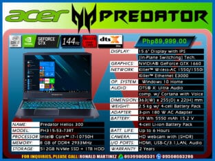 Laptop ACER PREDATOR HELIOS 300 CORE i7- PH315-53-
