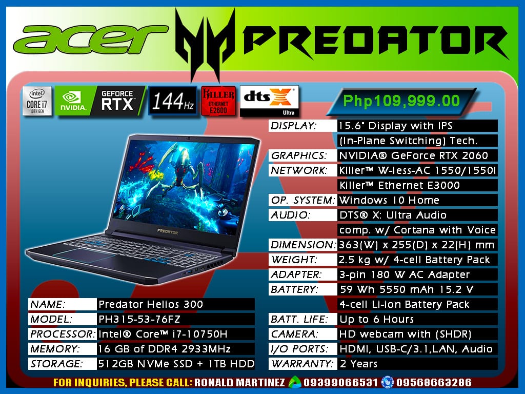acer predator helios 300 price